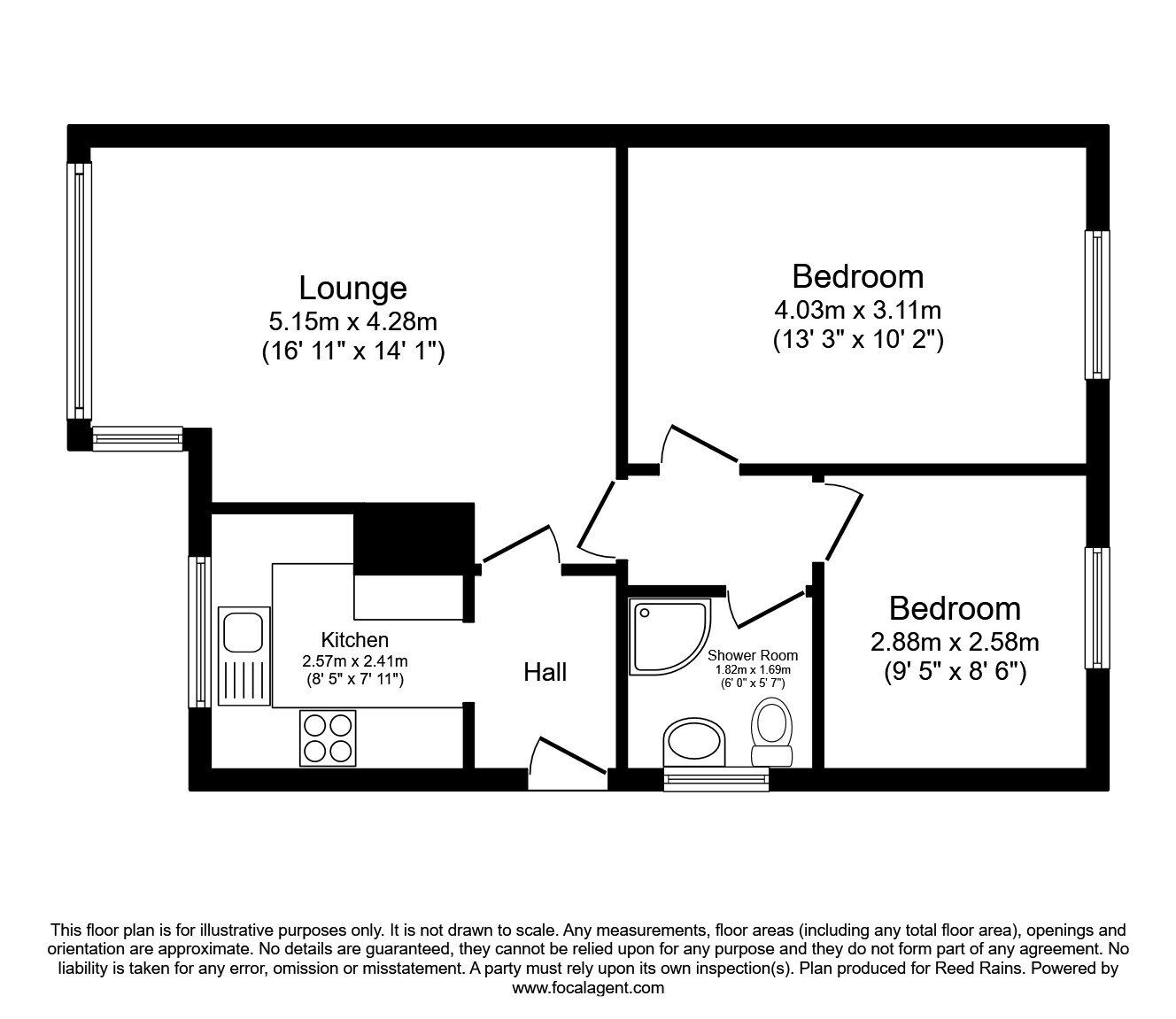 Floorplan of 2 bedroom Semi Detached House to rent, Ochrewell Avenue, Huddersfield, West Yorkshire, HD2