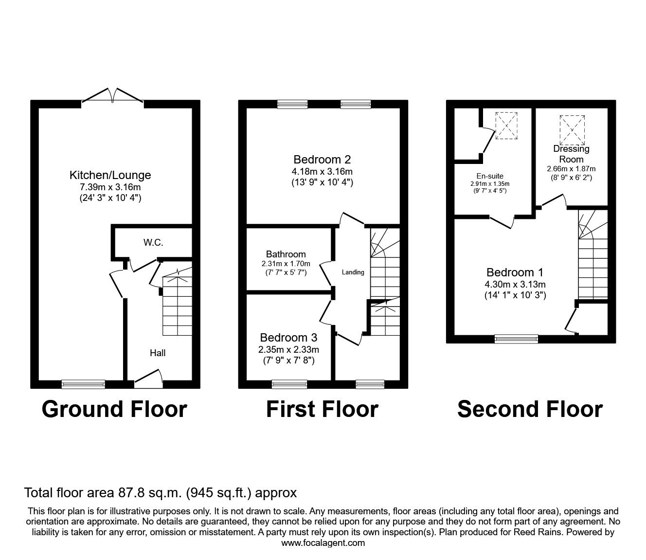 Floorplan of 3 bedroom End Terrace House to rent, Marlington Drive, Huddersfield, West Yorkshire, HD2