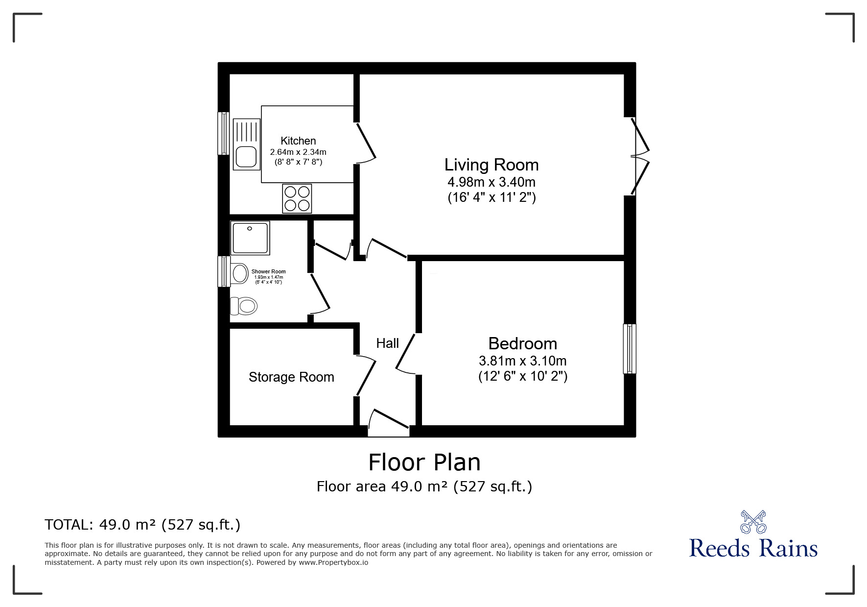 Floorplan of 1 bedroom  Flat for sale, Spring Grove Street, Springwood, Huddersfield, West Yorkshire, HD1