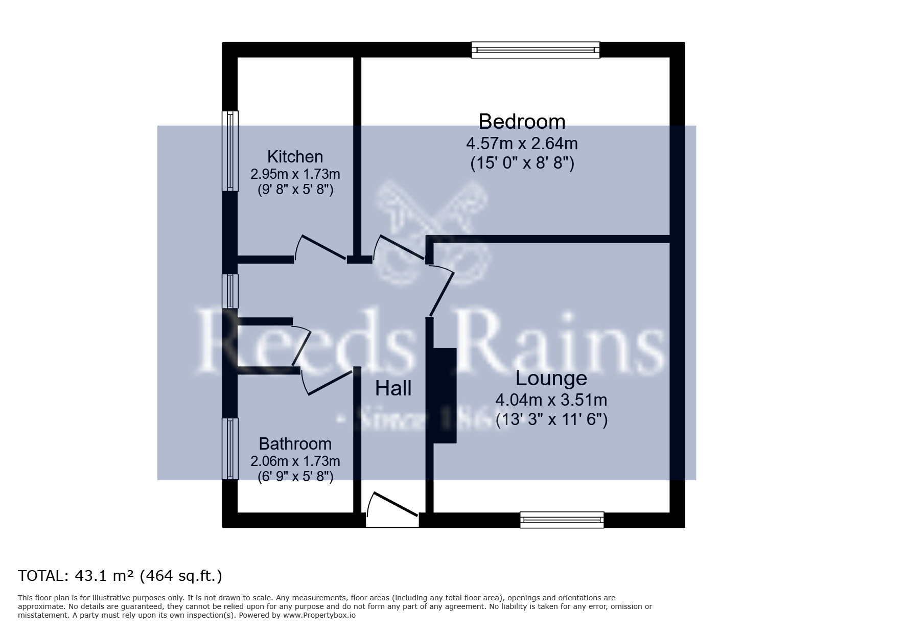 Floorplan of 1 bedroom  Flat for sale, North Way, Deighton, Huddersfield, Kirklees, HD2