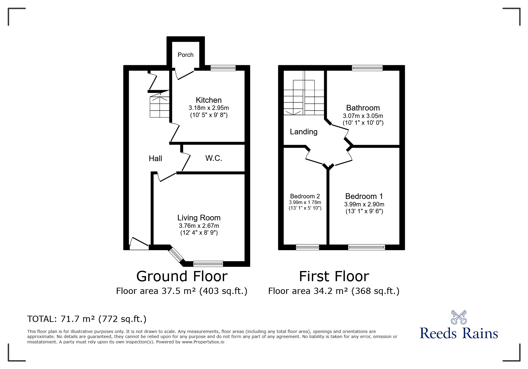 Floorplan of 2 bedroom Mid Terrace House for sale, Midland Street, Fartown, Huddersfield, West Yorkshire, HD1