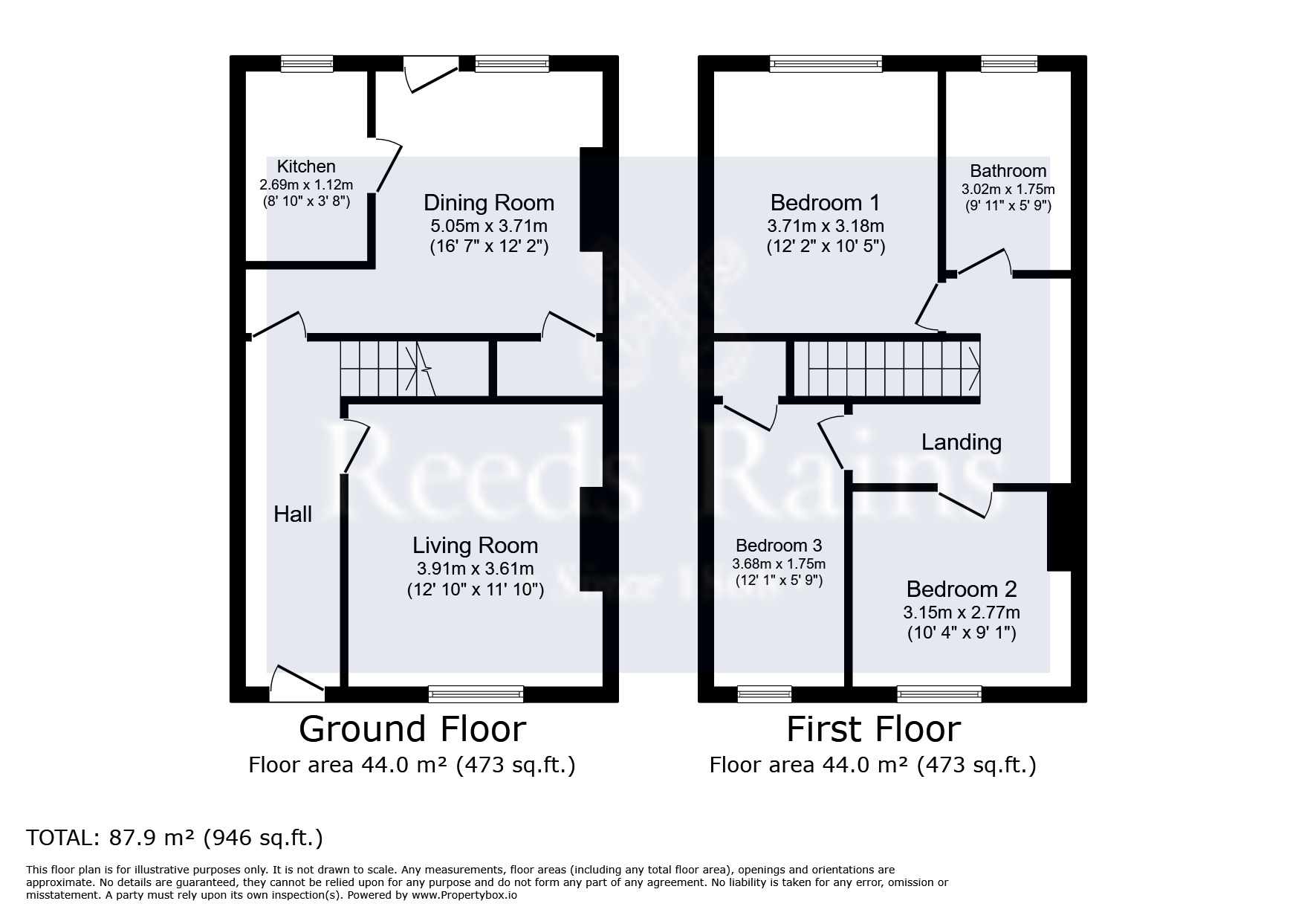 Floorplan of 3 bedroom Mid Terrace House for sale, Reed Street, Marsh, Huddersfield, West Yorkshire, HD3