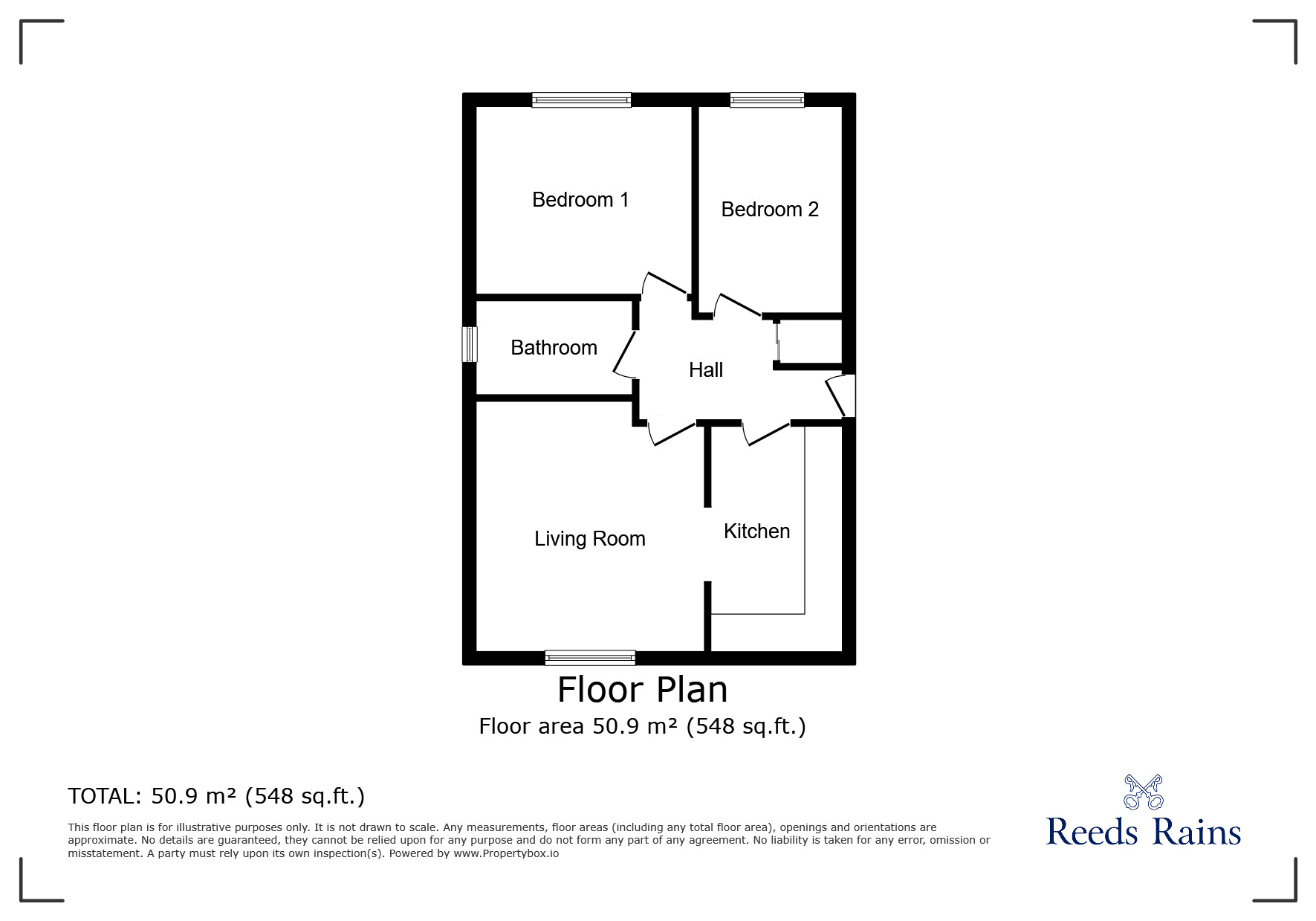 Floorplan of 2 bedroom  Flat for sale, Whinney Hill Park, Brighouse, West Yorkshire, HD6