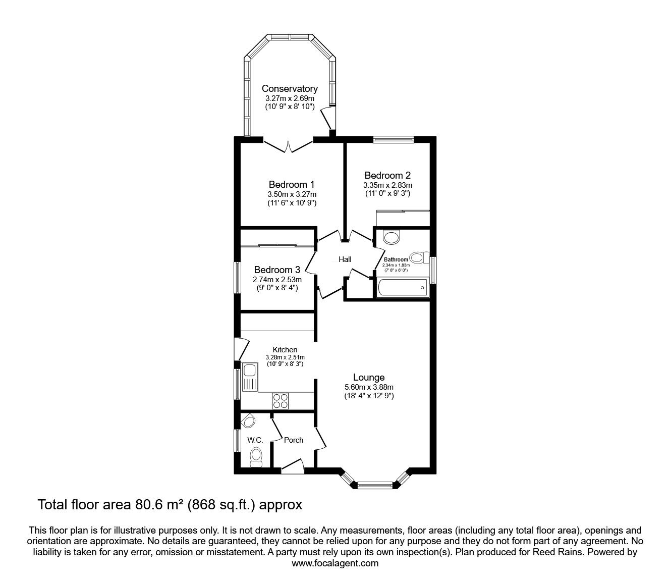 Floorplan of 3 bedroom Detached Bungalow for sale, Redwood Drive, Woodland Glade, Huddersfield, West Yorkshire, HD2