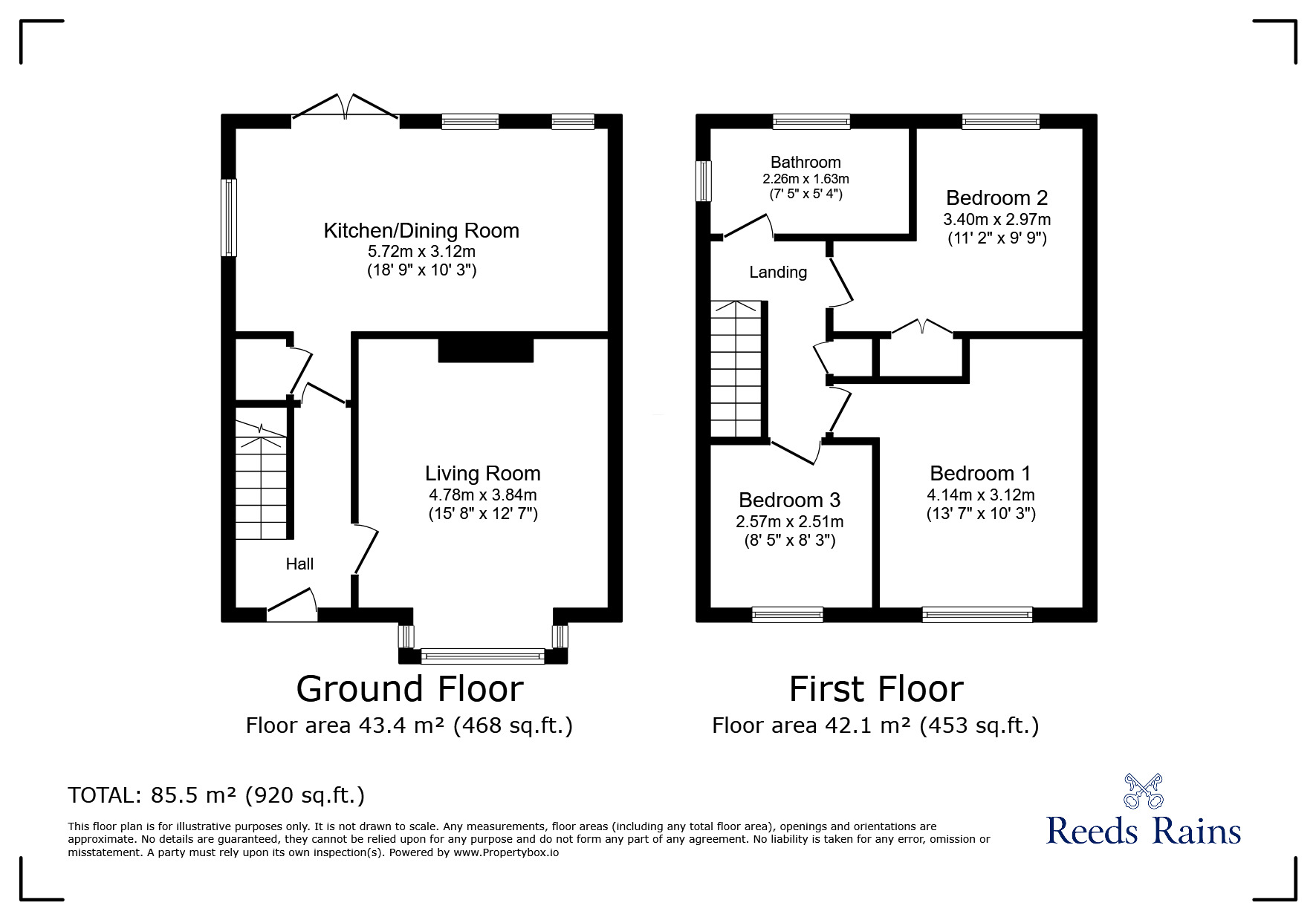 Floorplan of 3 bedroom Semi Detached House for sale, Copthorne Gardens, Bradley, Huddersfield, West Yorkshire, HD2