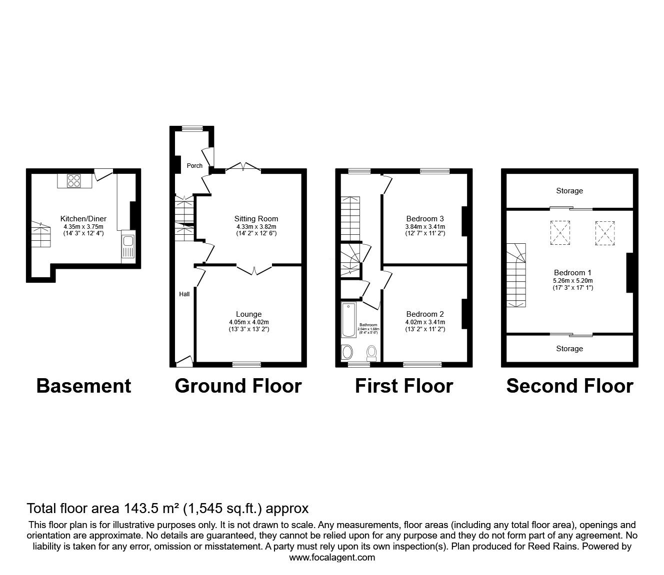 Floorplan of 3 bedroom Mid Terrace House for sale, Arnold Avenue, Birkby, Huddersfield, West Yorkshire, HD2