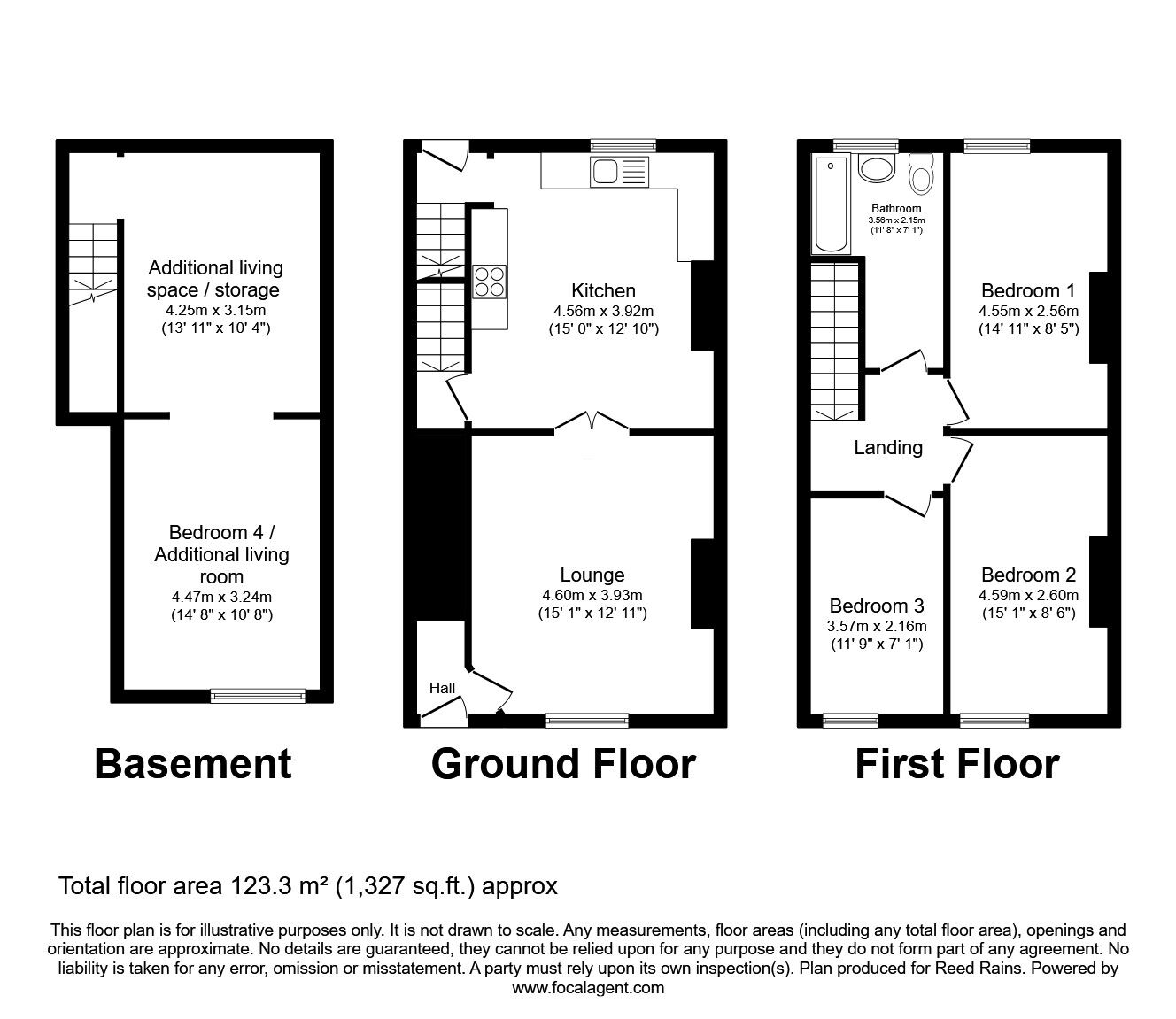 Floorplan of 3 bedroom Mid Terrace House for sale, Colders Lane, Meltham, West Yorkshire, HD9