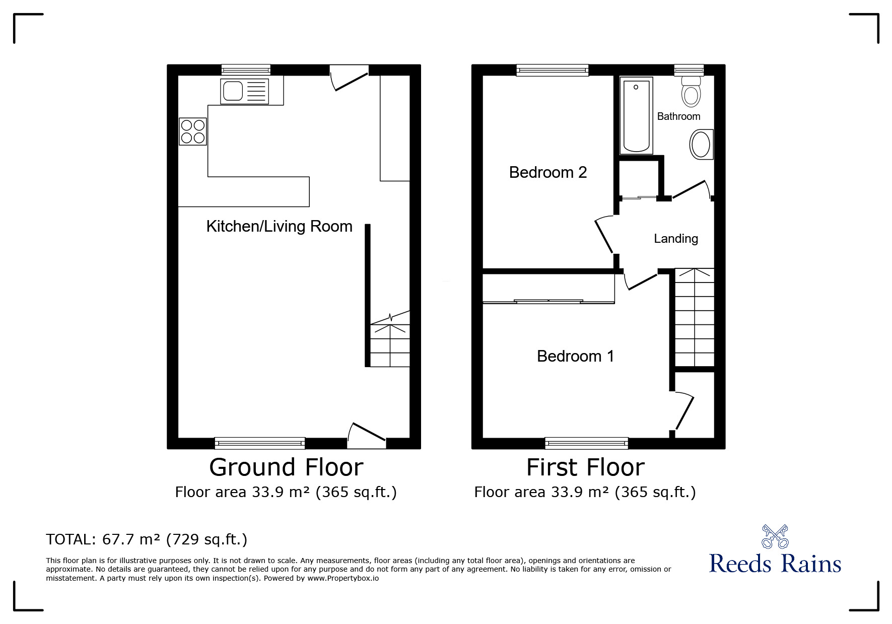 Floorplan of 2 bedroom End Terrace House to rent, Kinder Avenue, Cowlersley, West Yorkshire, HD4