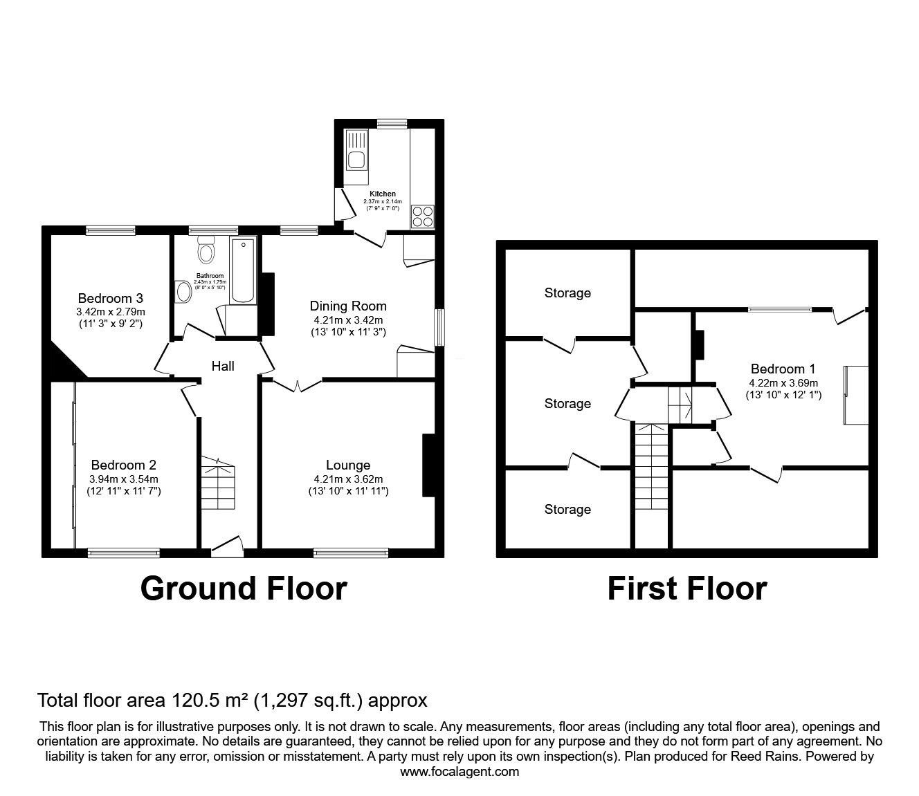 Floorplan of 3 bedroom Semi Detached Bungalow for sale, Avison Road, Cowlersley, Huddersfield, West Yorkshire, HD4