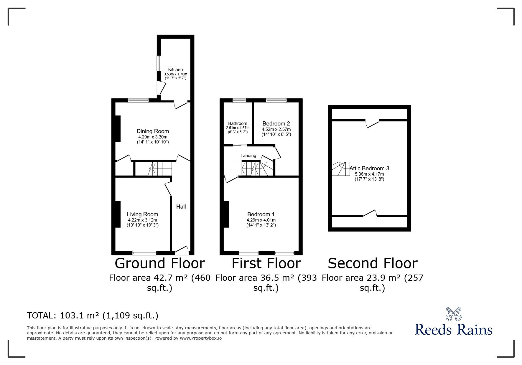 Floorplan of 3 bedroom Mid Terrace House for sale, Beech Street, Paddock, Huddersfield, West Yorkshire, HD1