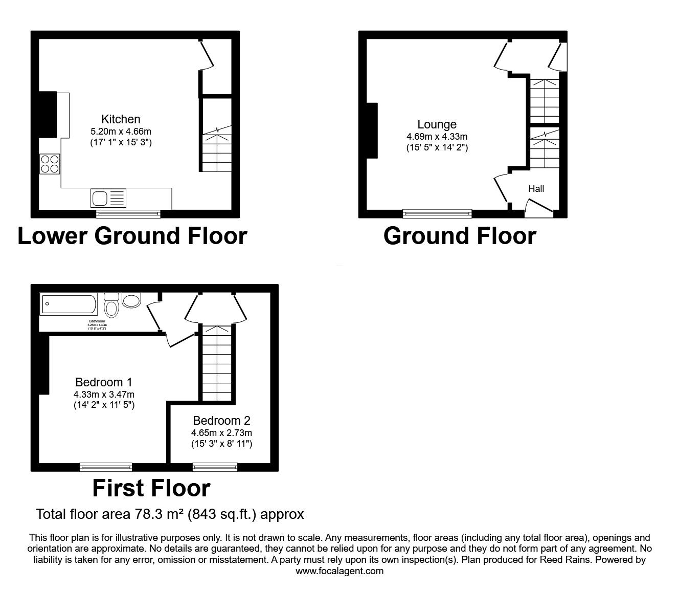 Floorplan of 2 bedroom Mid Terrace House for sale, Blackmoorfoot Road, Crosland Moor, West Yorkshire, HD4