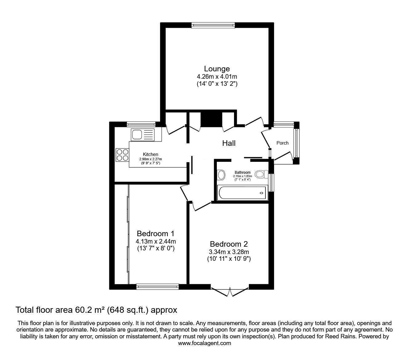 Floorplan of 2 bedroom Semi Detached Bungalow for sale, Edge View, Golcar, West Yorkshire, HD7