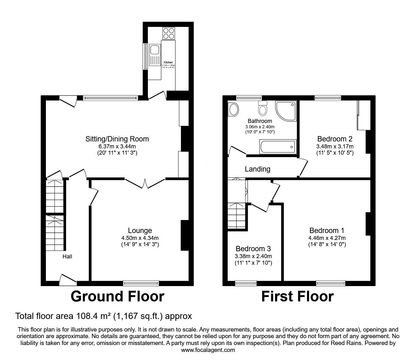 Floorplan of 3 bedroom Mid Terrace House for sale, Eleanor Street, Fartown, Huddersfield, West Yorkshire, HD1