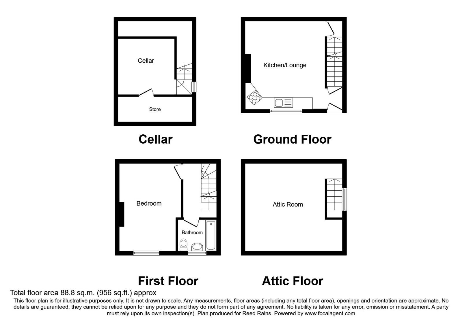 Floorplan of 1 bedroom End Terrace House for sale, Greenhill Bank Road, New Mill, West Yorkshire, HD9