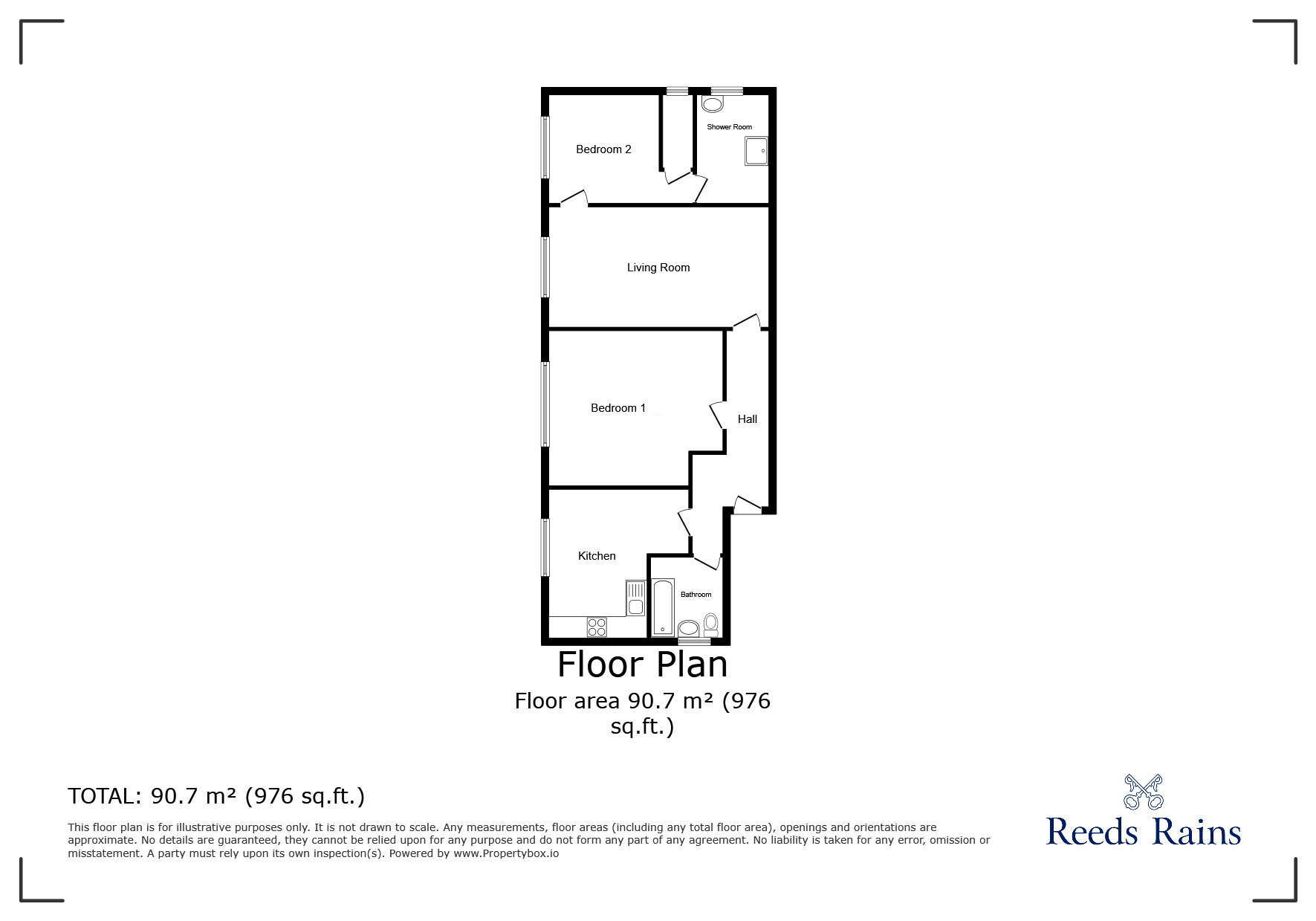 Floorplan of 2 bedroom  Flat to rent, Lockwood Road, Huddersfield, West Yorkshire, HD1