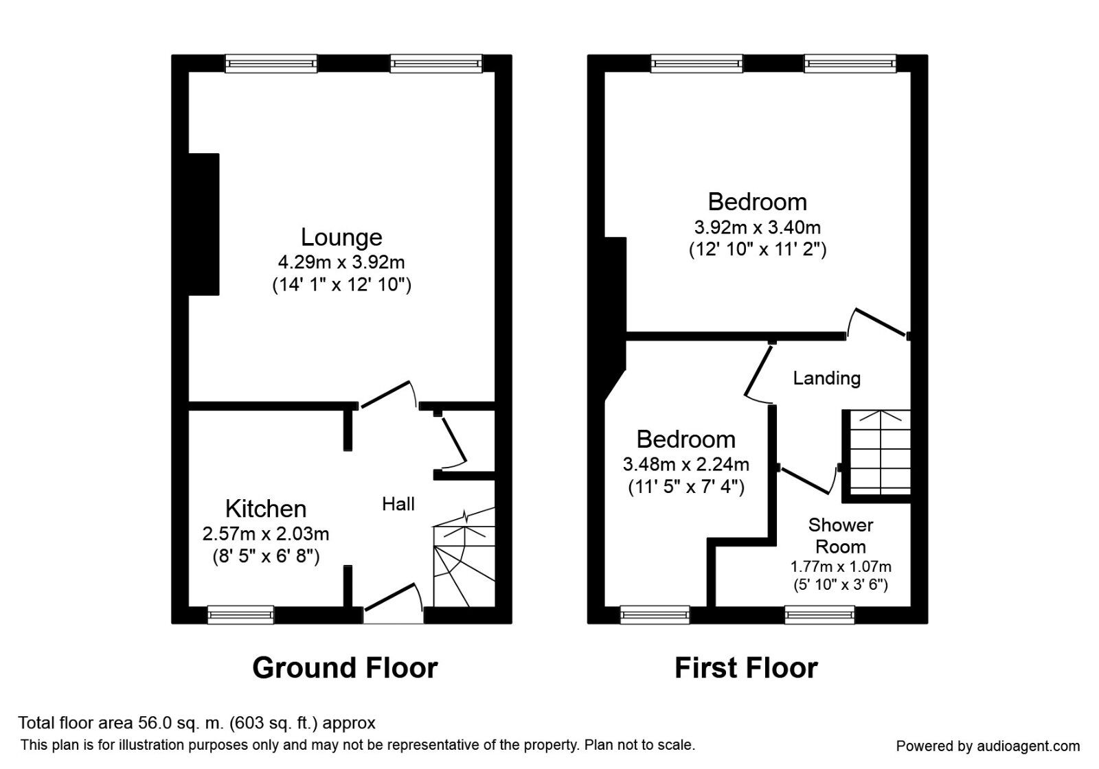 Floorplan of 2 bedroom Mid Terrace House to rent, Handel Street, Golcar, West Yorkshire, HD7