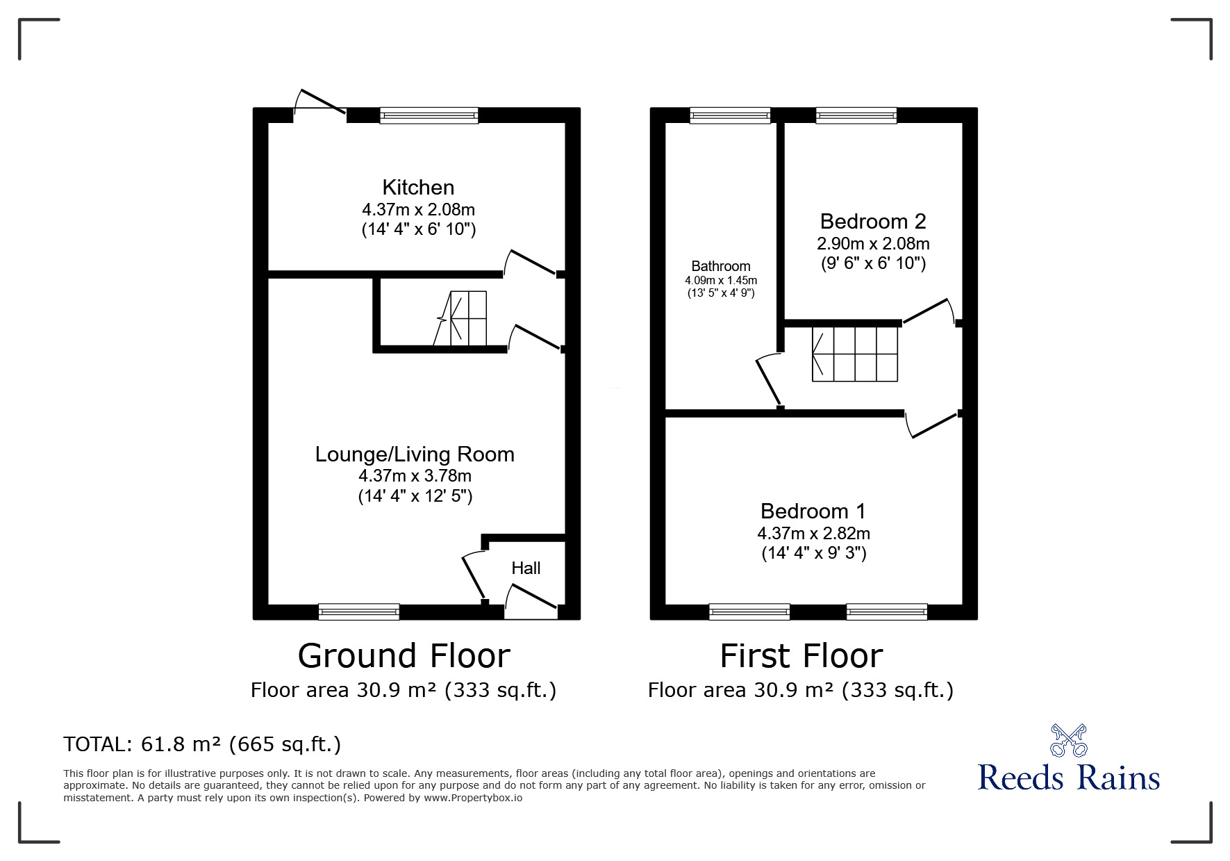 Floorplan of 2 bedroom Mid Terrace House for sale, Mill Moor Road, Meltham, West Yorkshire, HD9