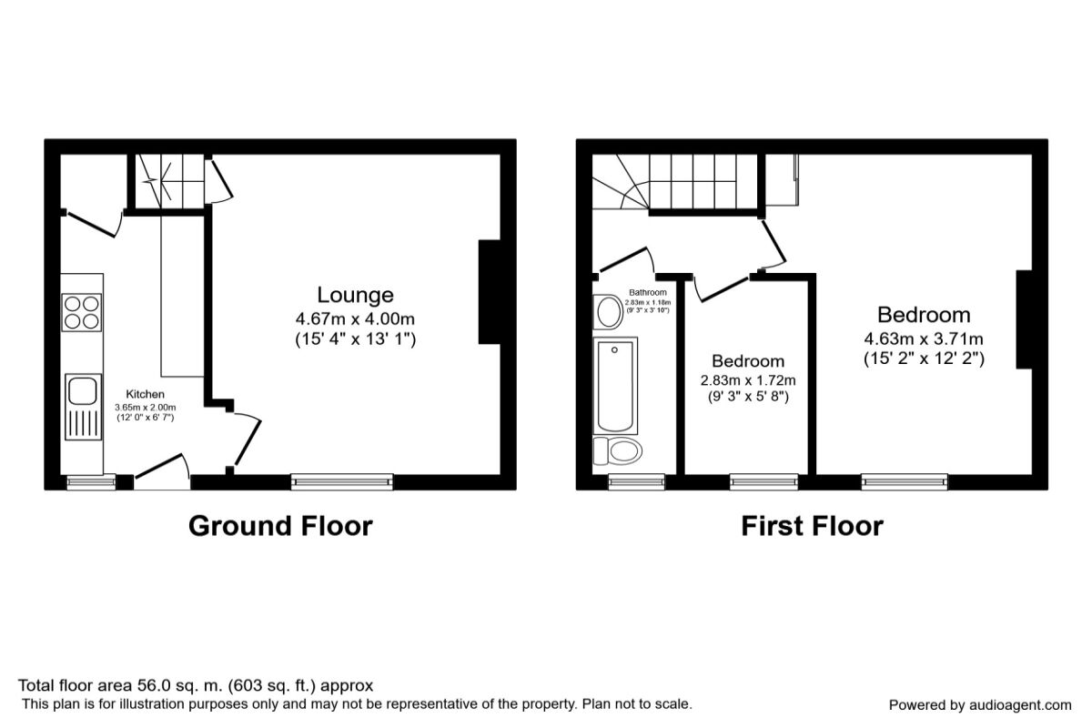 Floorplan of 2 bedroom Mid Terrace House for sale, Crosland Street, Crosland Moor, Huddersfield, West Yorkshire, HD4