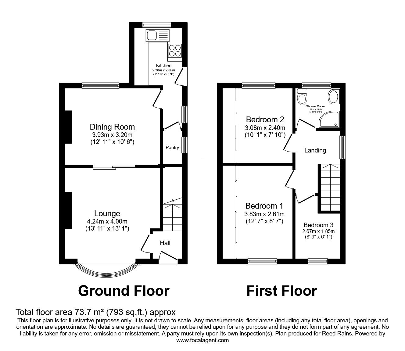 Floorplan of 3 bedroom Semi Detached House for sale, Long Lane, Dalton, Huddersfield, West Yorkshire, HD5