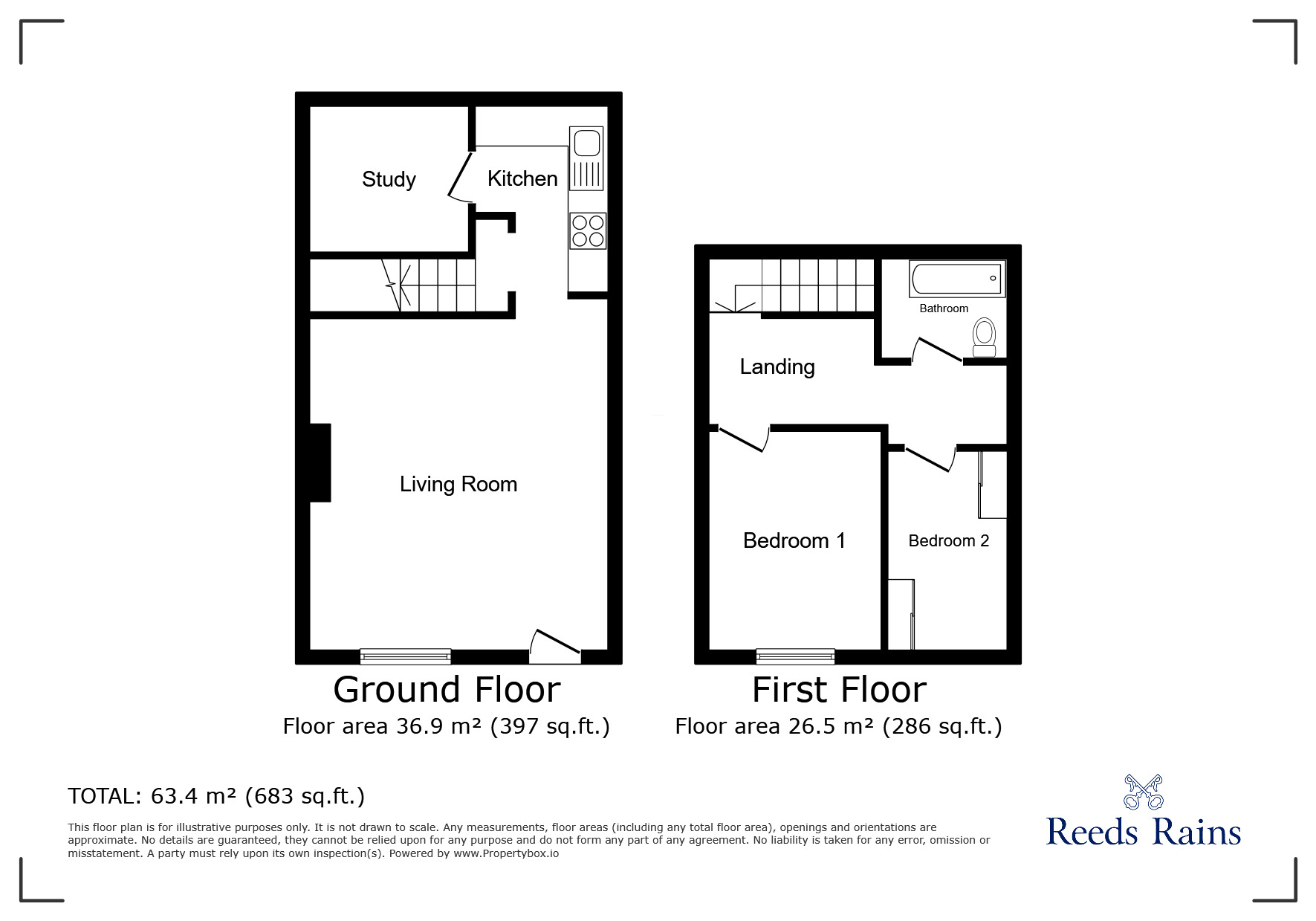 Floorplan of 2 bedroom End Terrace Property to rent, Lea Lane, Netherton, West Yorkshire, HD4