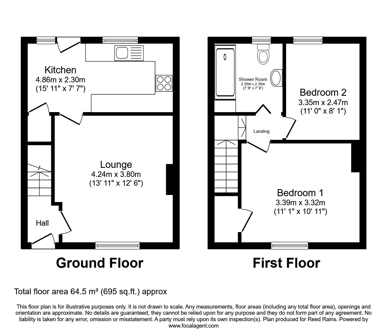 Floorplan of 2 bedroom Mid Terrace House for sale, Douglas Avenue, Paddock, West Yorkshire, HD3