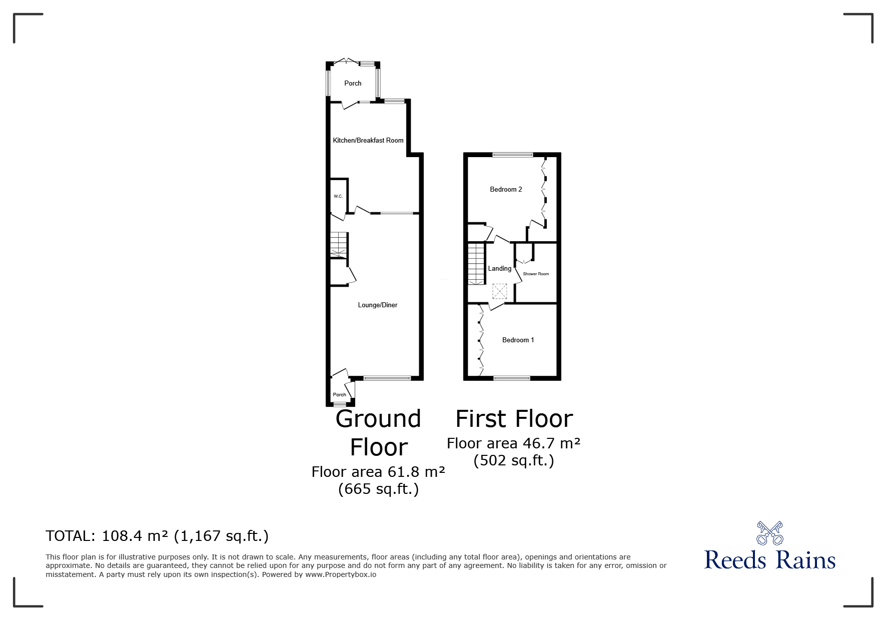 Floorplan of 2 bedroom Mid Terrace House to rent, Westgate, Almondbury, West Yorkshire, HD5