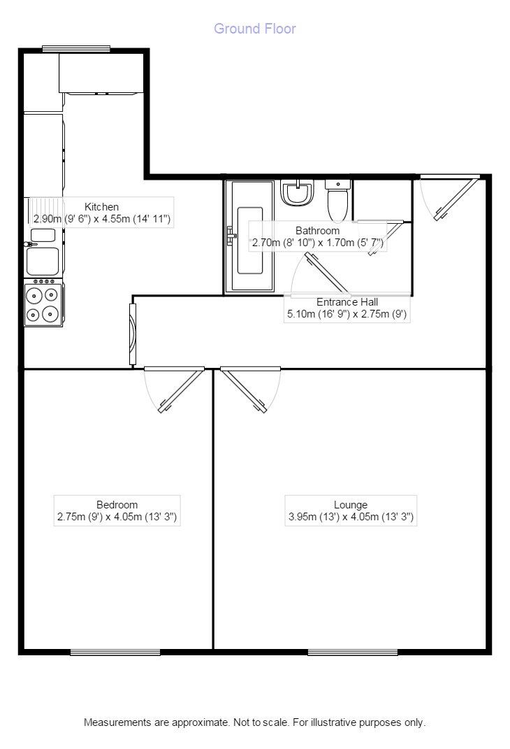 Floorplan of 1 bedroom  Flat to rent, Grandale, Hull, East Riding of Yorkshi, HU7