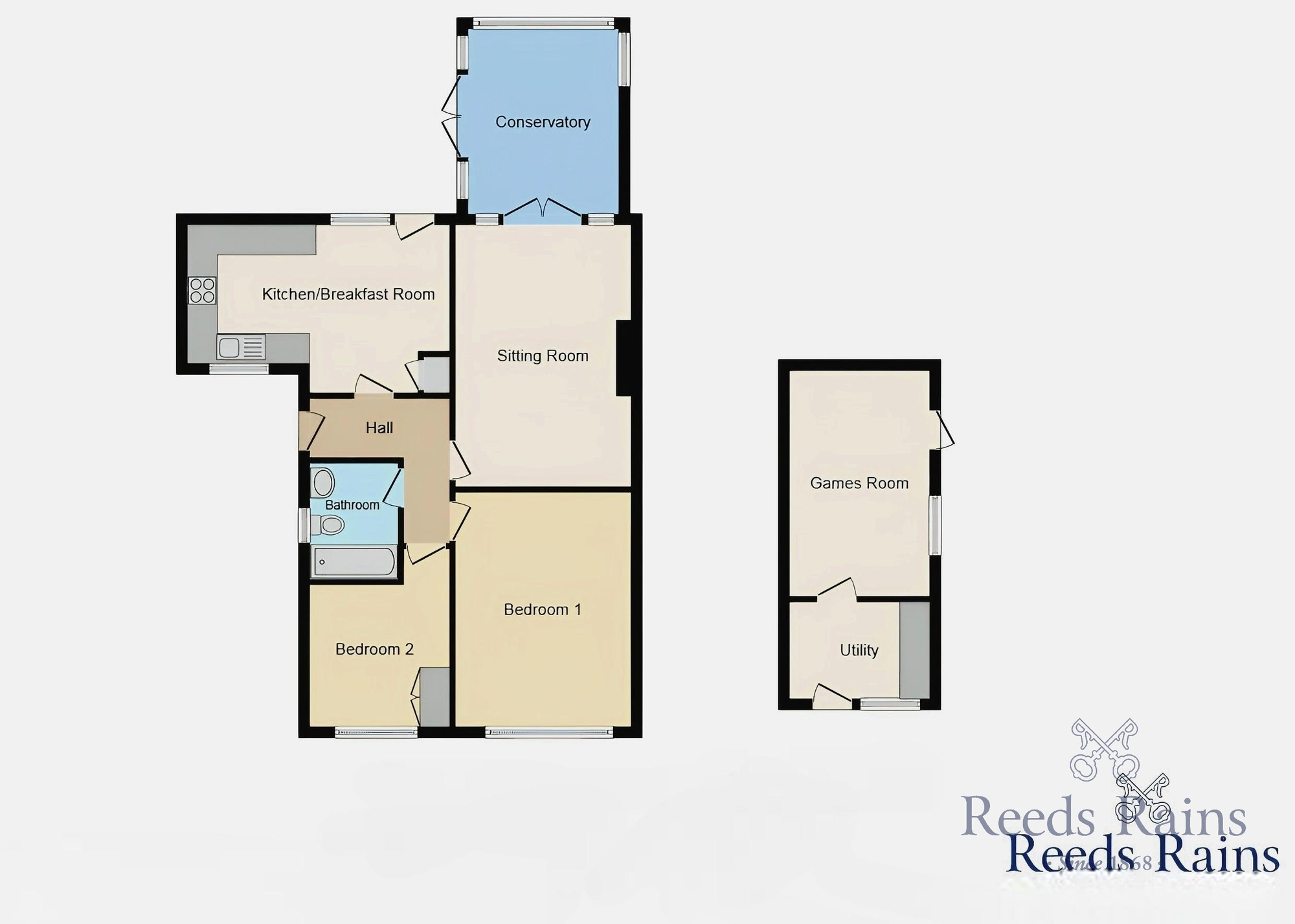 Floorplan of 2 bedroom Semi Detached Bungalow for sale, Hall Road, Sproatley, Hull, HU11