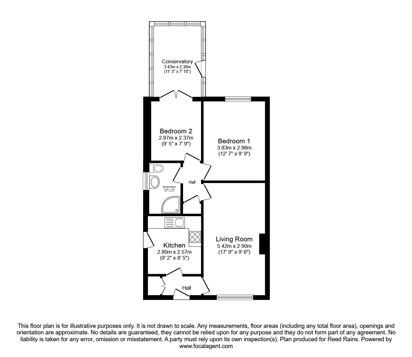 Floorplan of 2 bedroom Semi Detached Bungalow for sale, Oxenhope Road, Hull, HU6