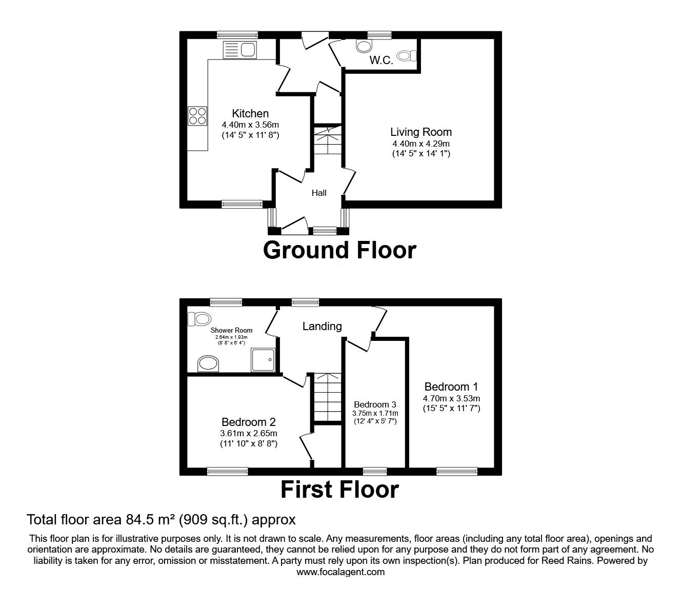 Floorplan of 3 bedroom Mid Terrace House for sale, St. Ives Close, Bransholme, Hull, HU7