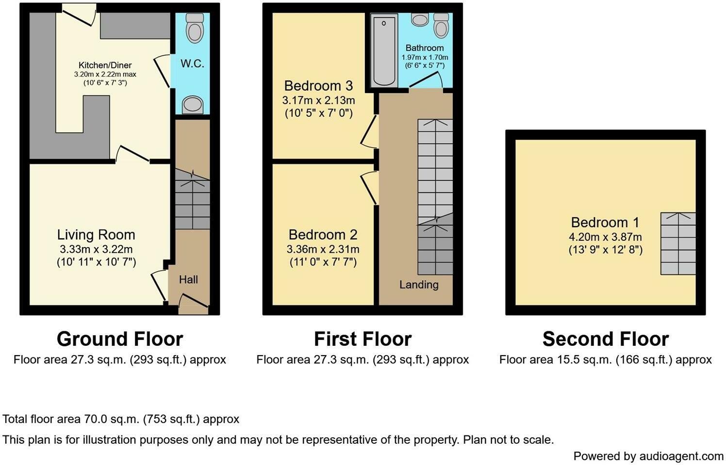 Floorplan of 3 bedroom Mid Terrace House for sale, Wormley Court, Hull, East Yorkshire, HU6