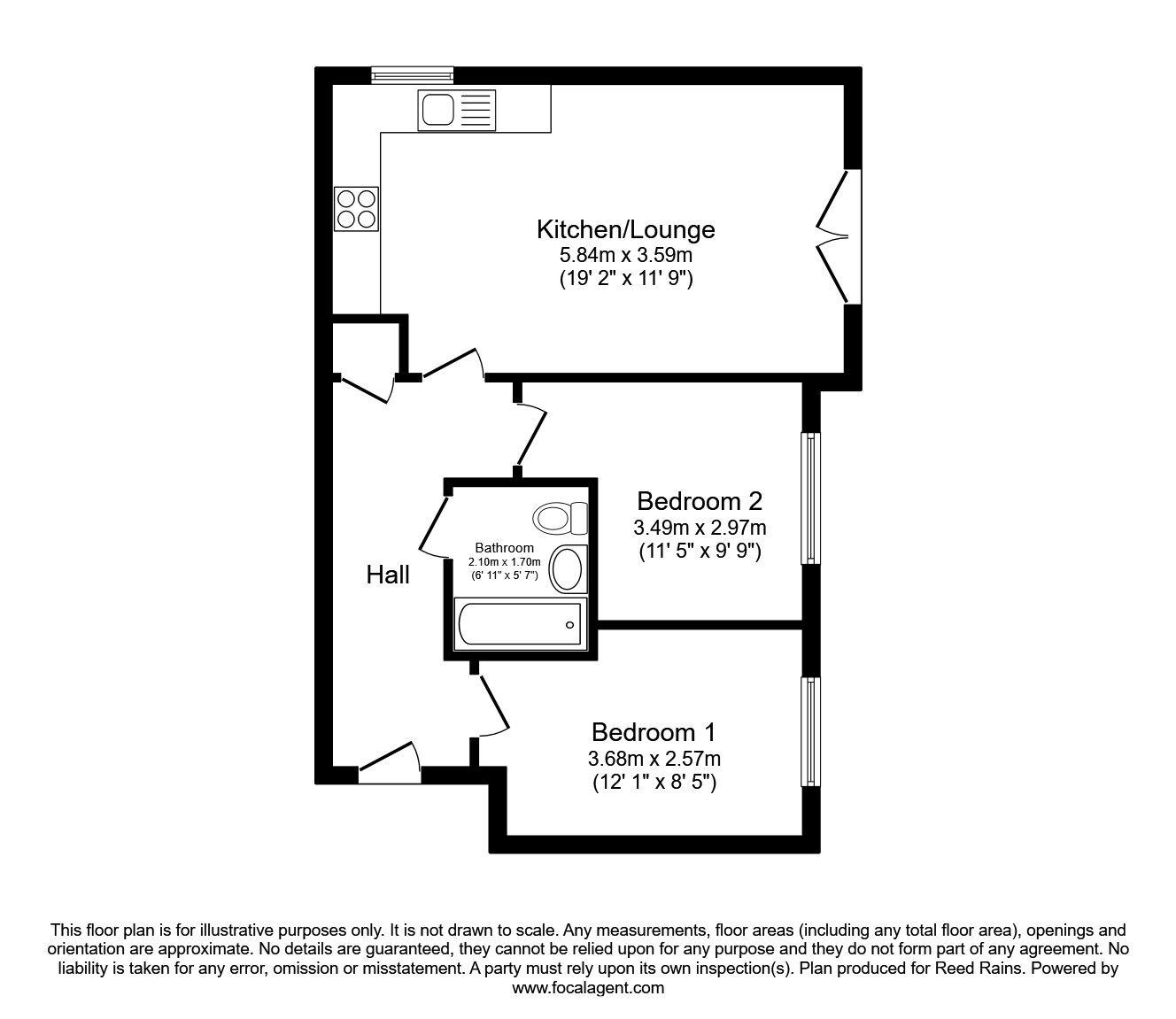 Floorplan of 2 bedroom  Flat to rent, King Edwards Court, King Edward Road, Greater Manchester, SK14