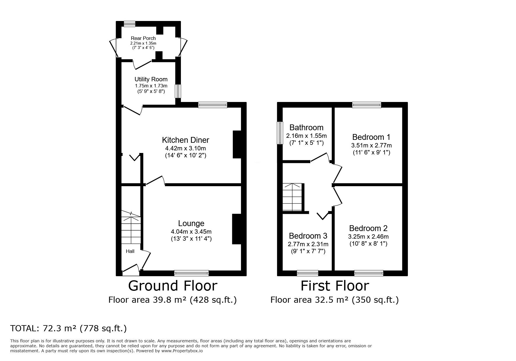 Floorplan of 3 bedroom Semi Detached House for sale, Talbot Road, Hyde, Greater Manchester, SK14