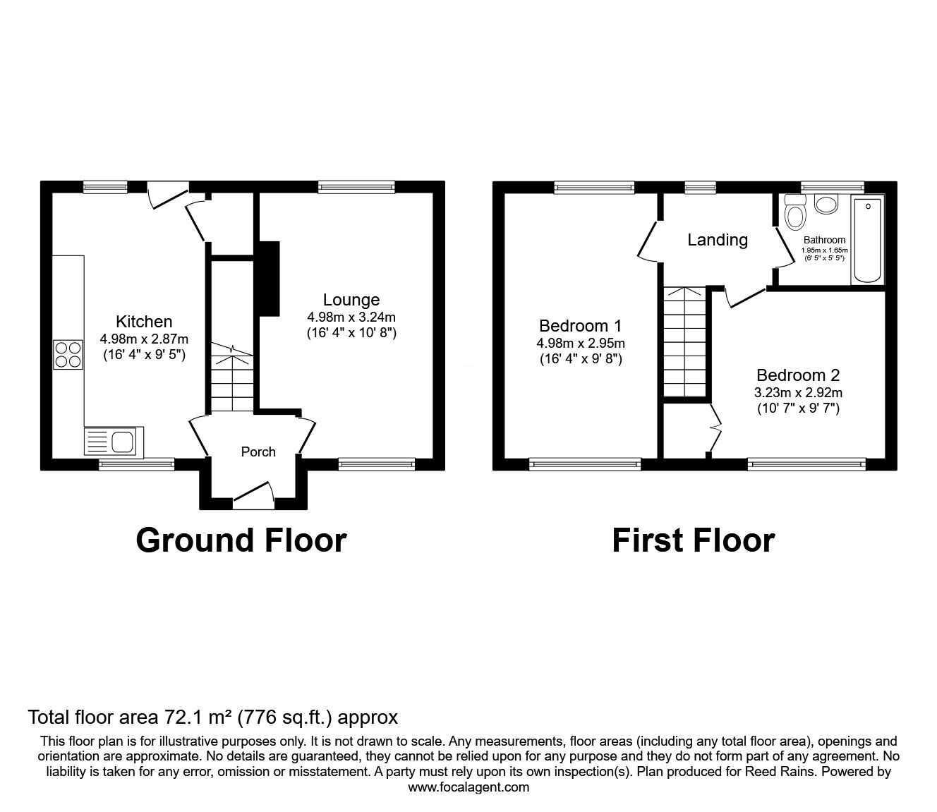 Floorplan of 2 bedroom Semi Detached House for sale, Hickenfield Road, Hyde, Greater Manchester, SK14