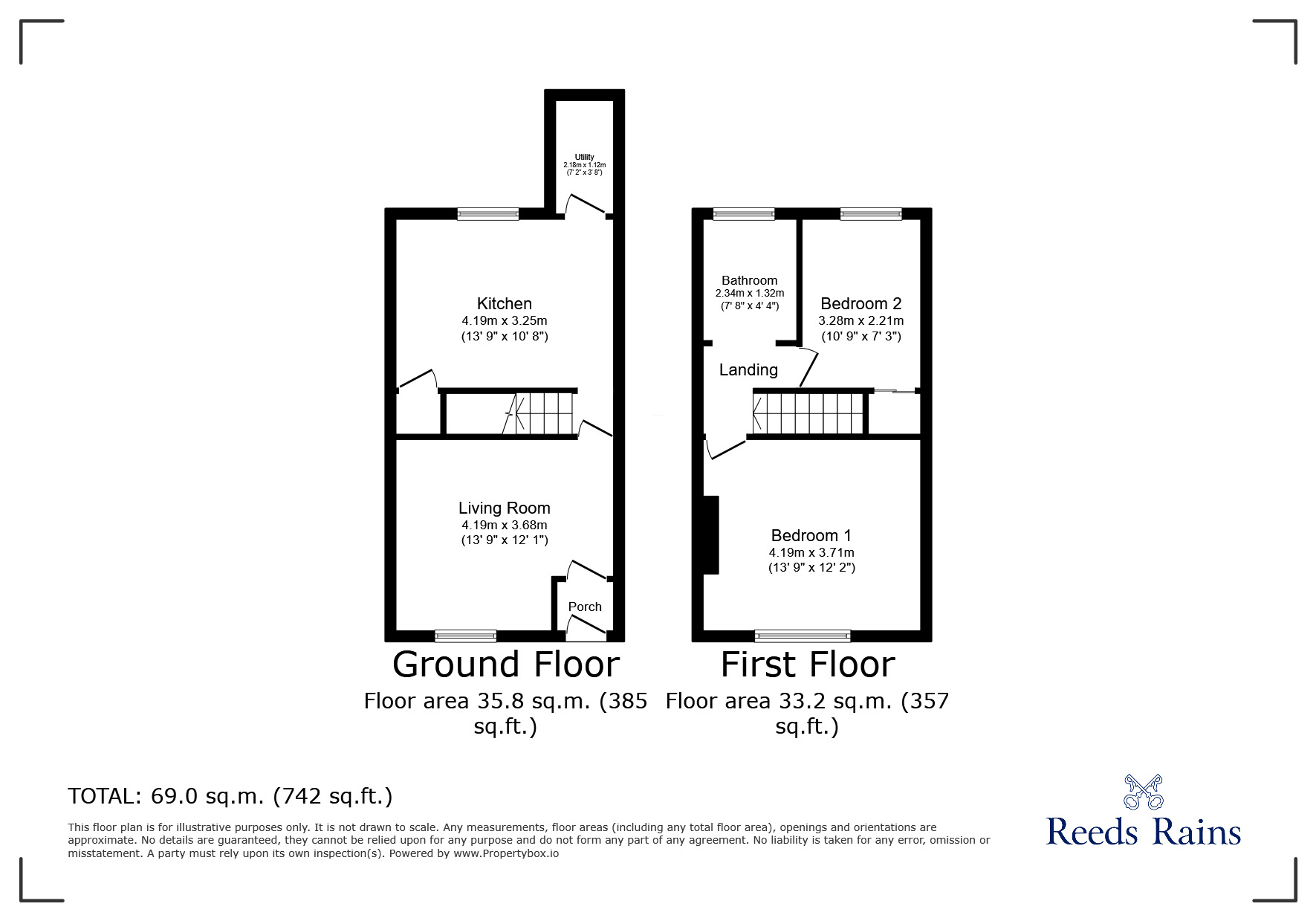 Floorplan of 2 bedroom Mid Terrace House for sale, Dowson Road, Hyde, Greater Manchester, SK14