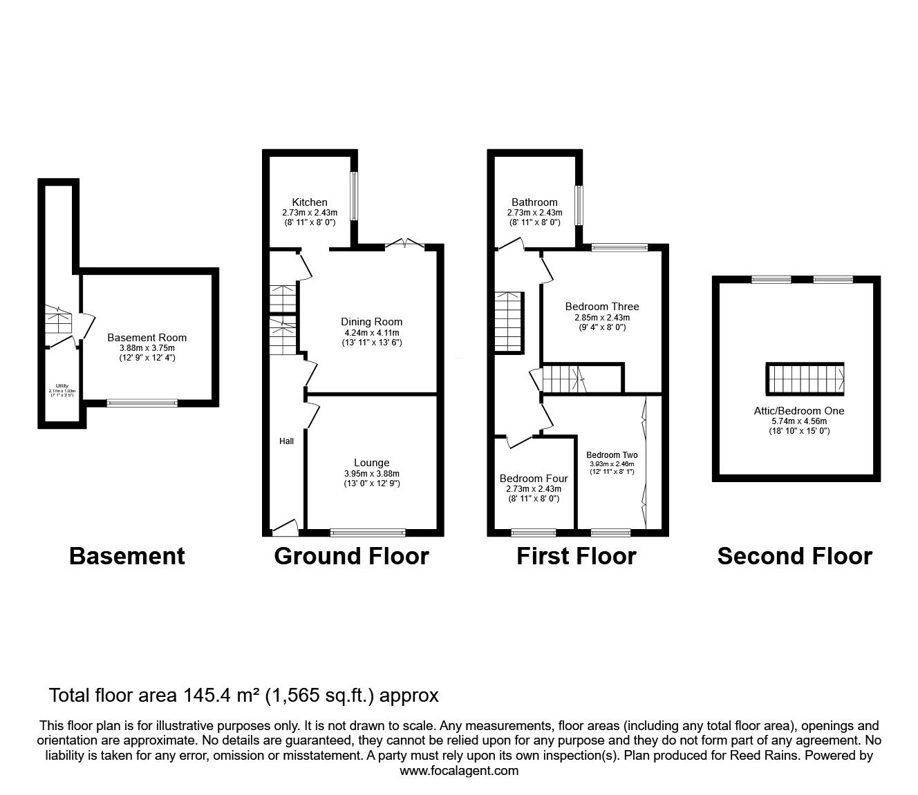 Floorplan of 4 bedroom Mid Terrace House for sale, Mottram Road, Hyde, Greater Manchester, SK14