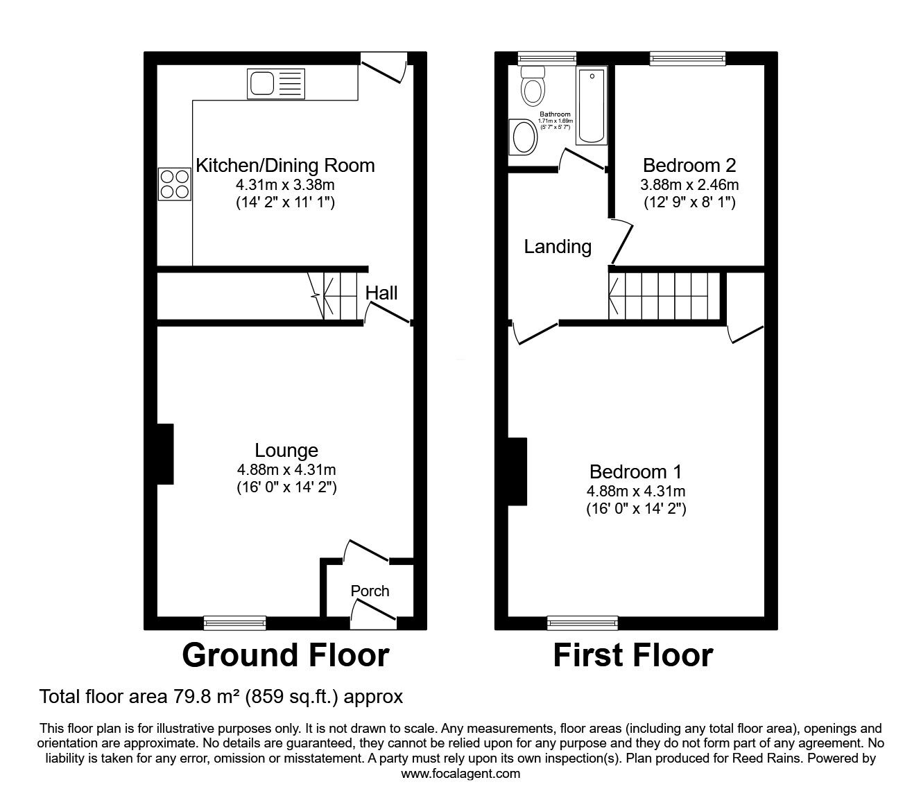 Floorplan of 2 bedroom Mid Terrace House for sale, Victoria Street, Hyde, Greater Manchester, SK14