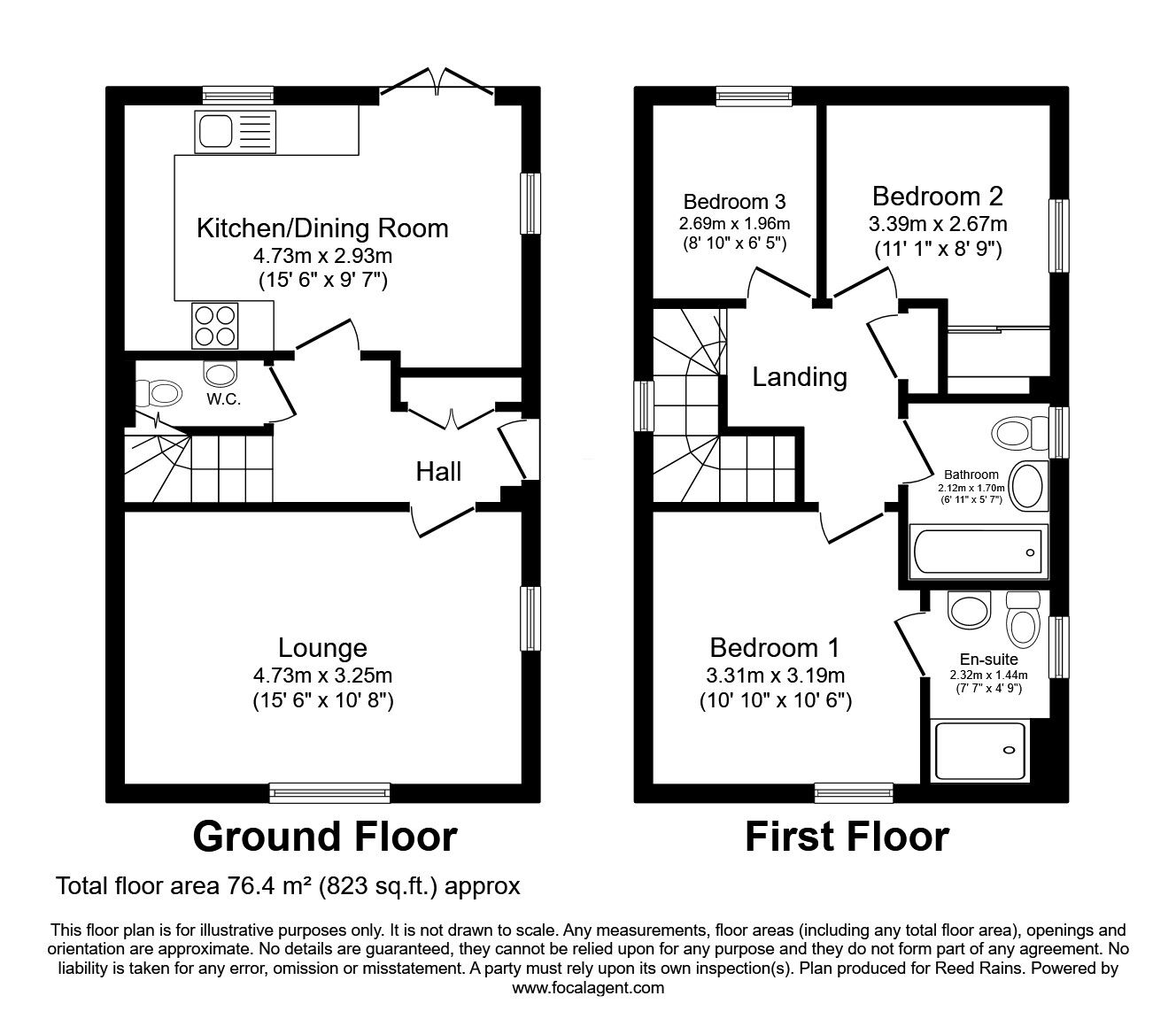 Floorplan of 3 bedroom Semi Detached House for sale, Halberton Close, Hyde, Greater Manchester, SK14