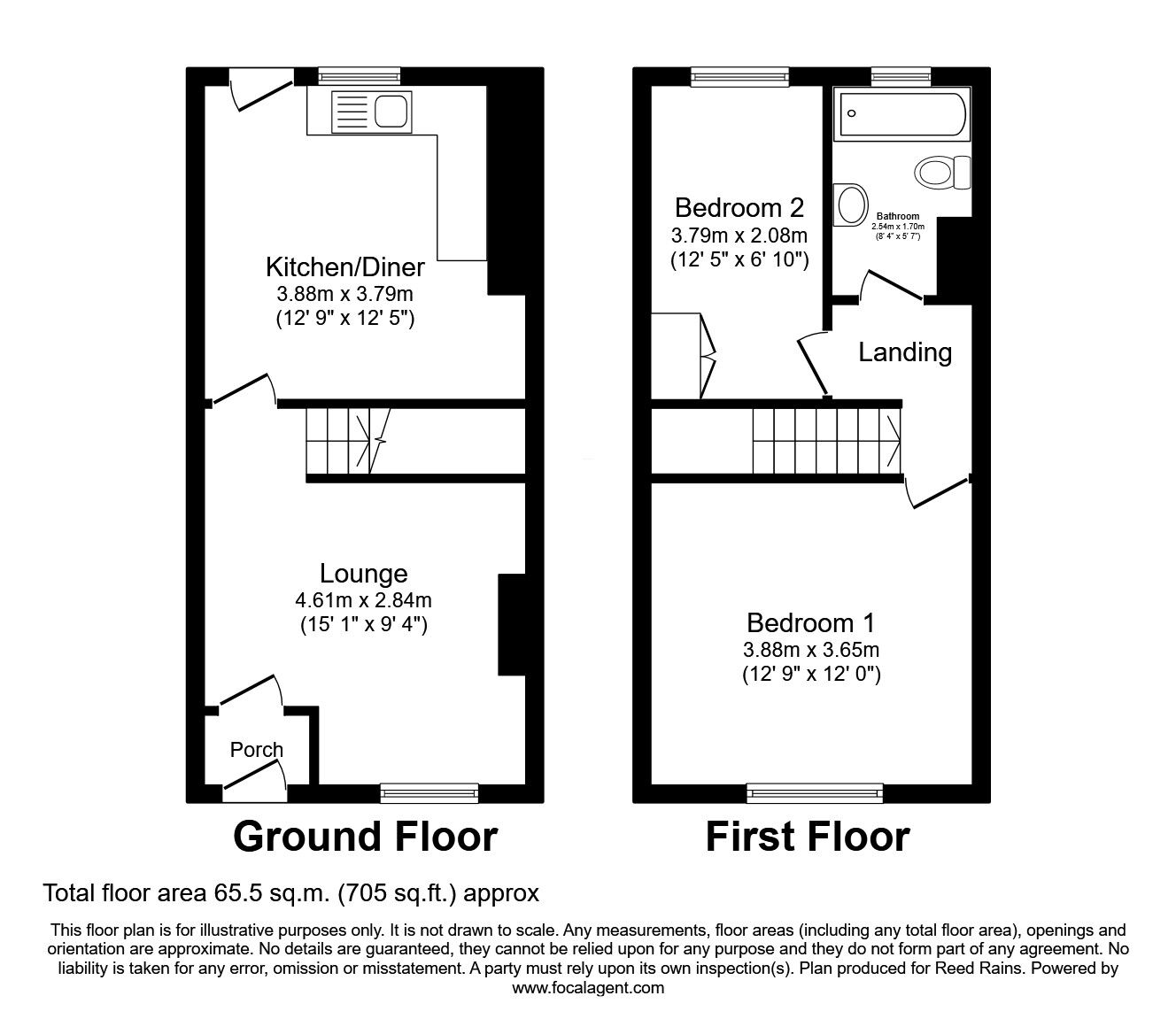 Floorplan of 2 bedroom Mid Terrace House for sale, Park Road, Denton, Greater Manchester, M34