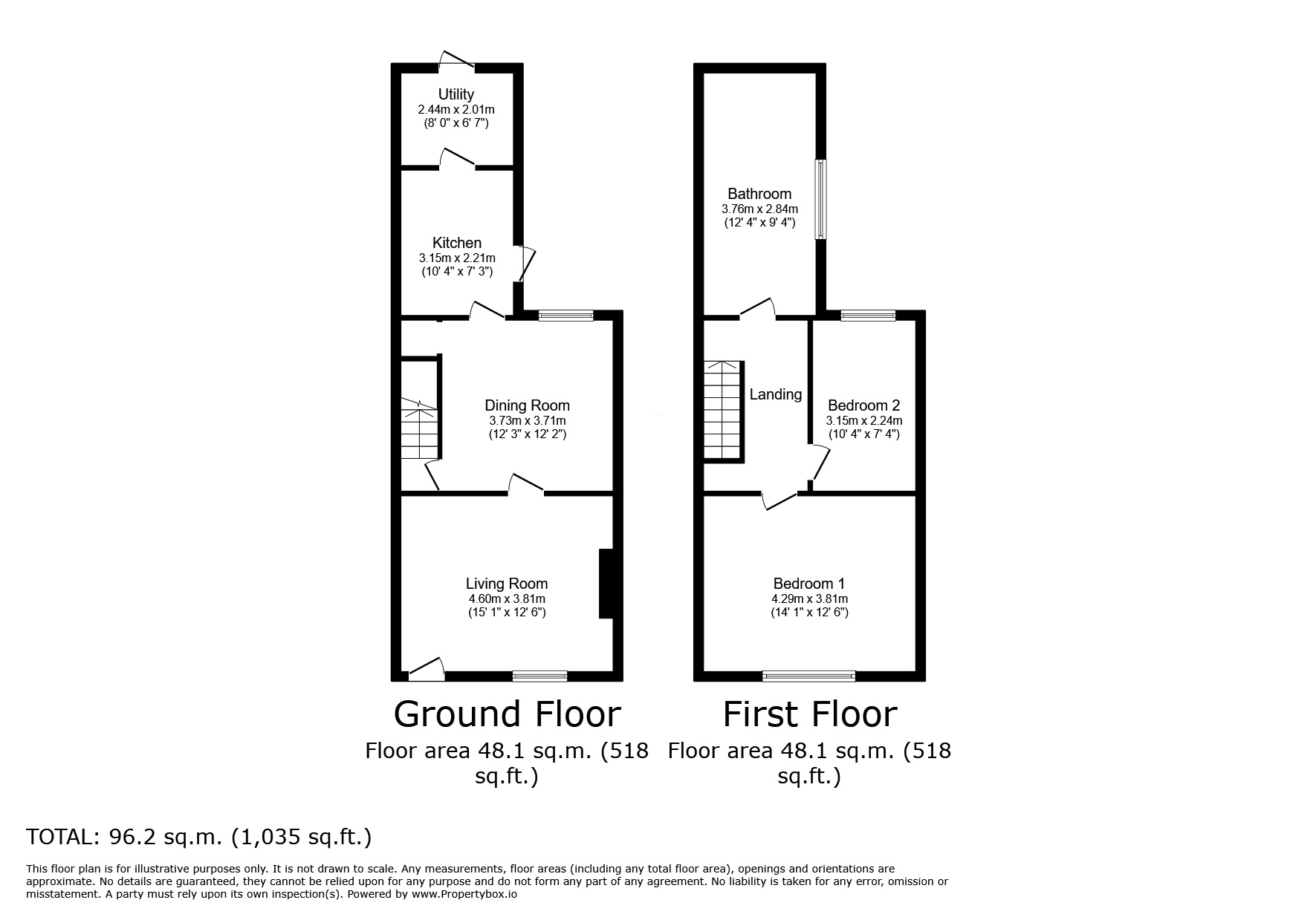 Floorplan of 2 bedroom End Terrace House for sale, Mount Pleasant, Hyde, Greater Manchester, SK14