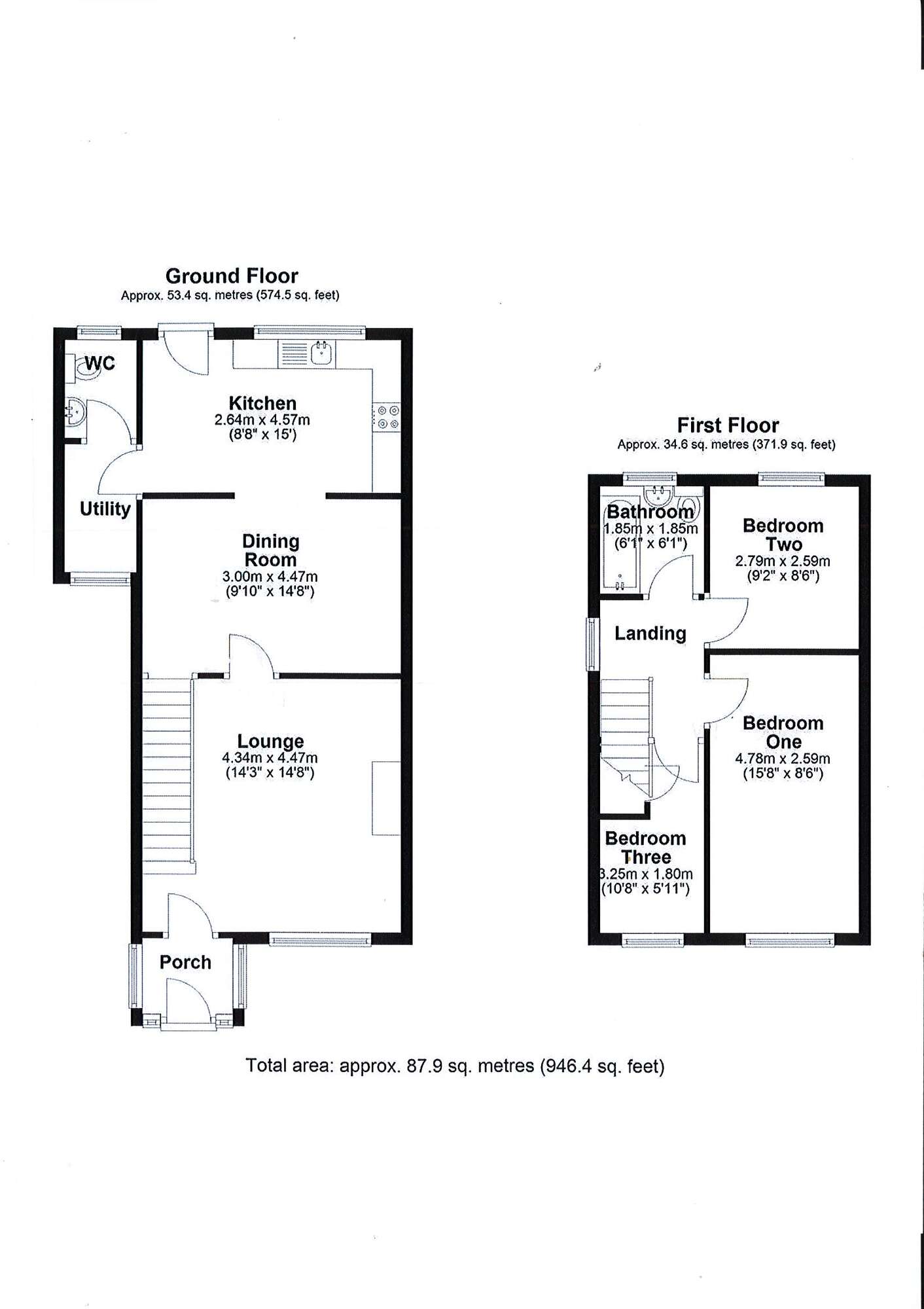 Floorplan of 3 bedroom Semi Detached House for sale, Wordsworth Close, Dukinfield, Greater Manchester, SK16