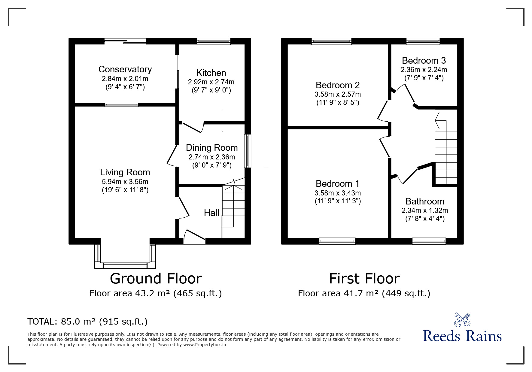 Floorplan of 3 bedroom Semi Detached House for sale, Grosvenor Road, Hyde, Greater Manchester, SK14