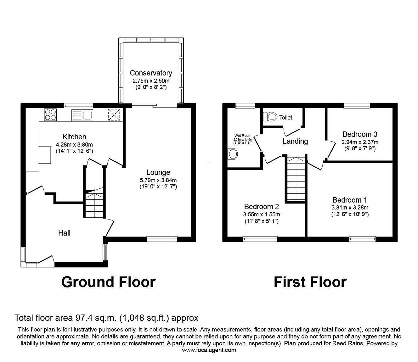 Floorplan of 3 bedroom Mid Terrace House for sale, Callington Drive, Hyde, Greater Manchester, SK14