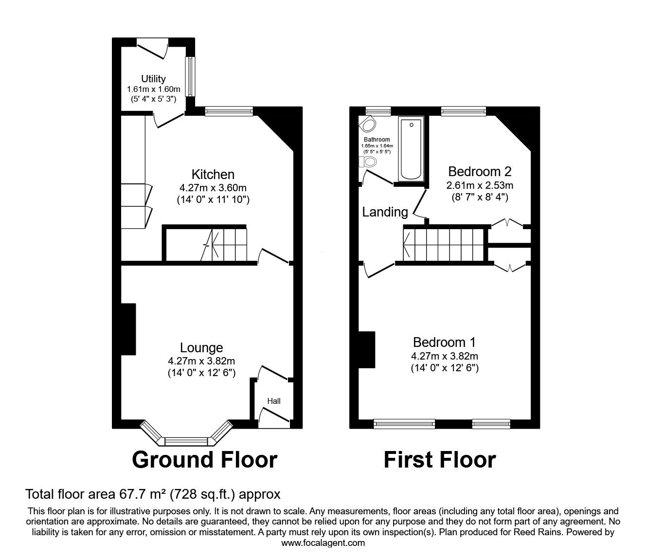 Floorplan of 2 bedroom Mid Terrace House for sale, Prince Edward Avenue, Denton, Greater Manchester, M34