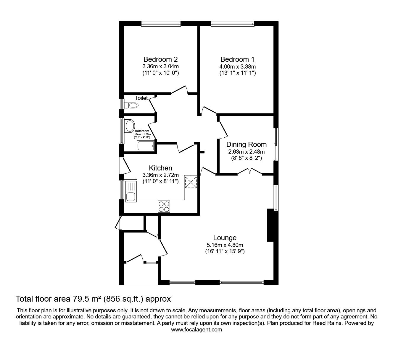 Floorplan of 2 bedroom Detached Bungalow for sale, Matley Park Lane, Stalybridge, Cheshire, SK15