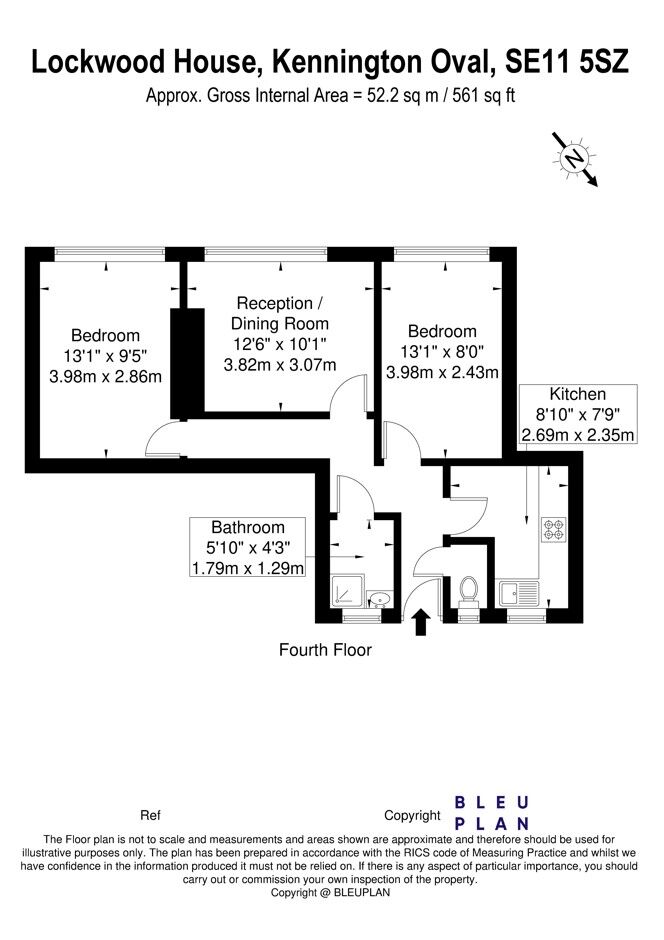 Floorplan of 2 bedroom  Flat for sale, Kennington Oval, London, SE11