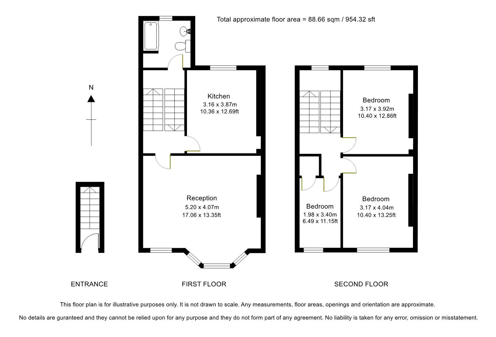 Floorplan of 3 bedroom  Flat to rent, Bedford Road, London, SW4