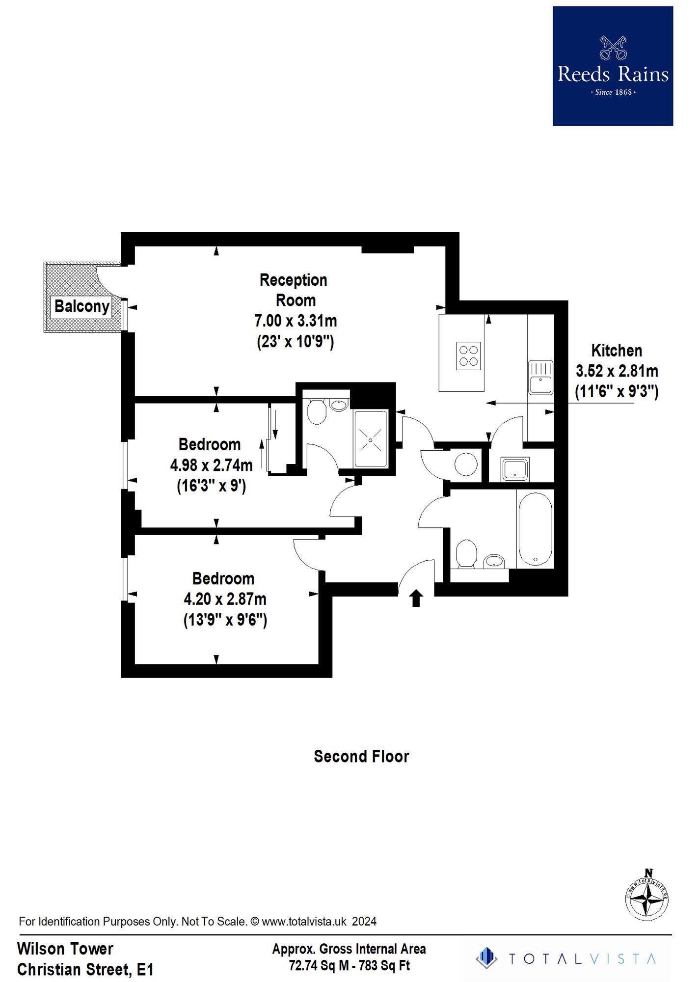 Floorplan of 2 bedroom  Flat to rent, Christian Street, London, E1