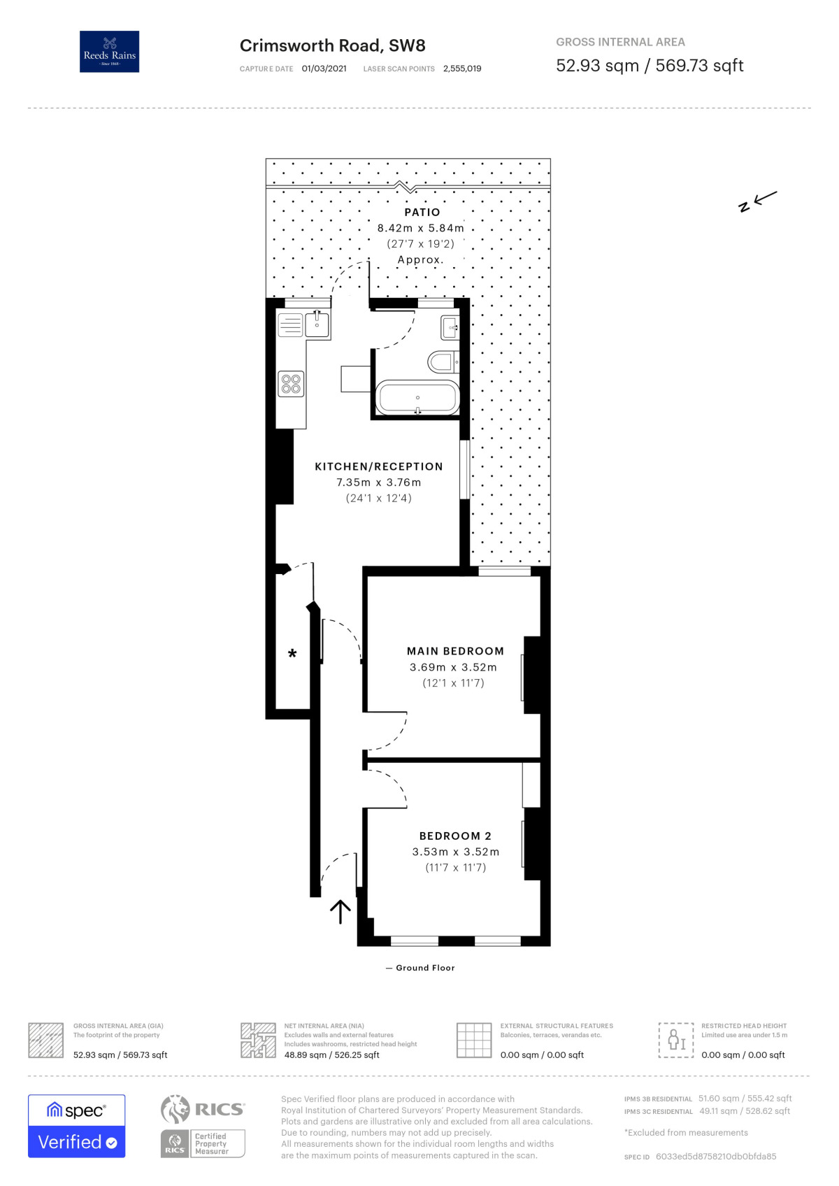 Floorplan of 2 bedroom  Flat for sale, Crimsworth Road, London, SW8