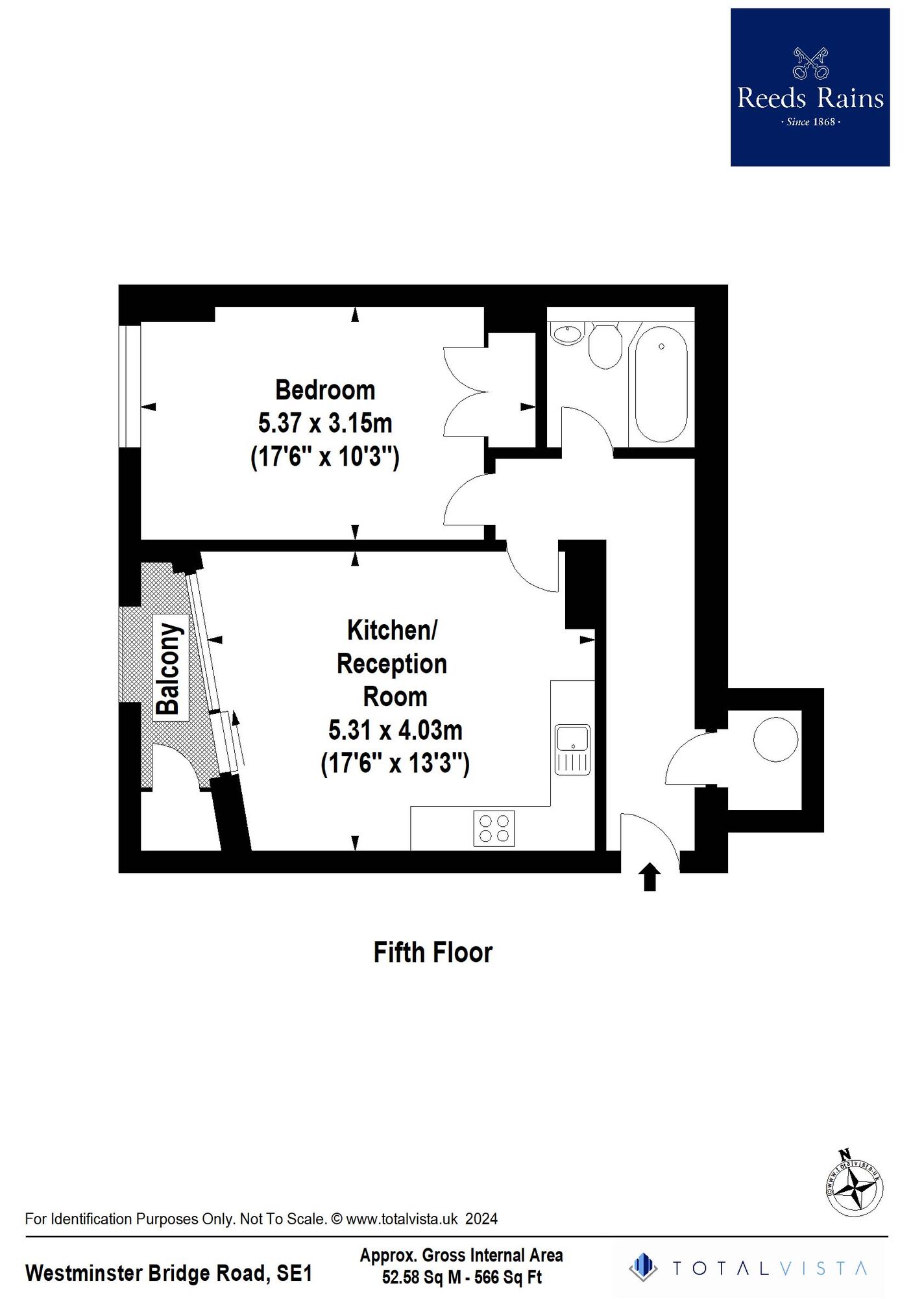 Floorplan of 1 bedroom  Flat for sale, Westminster Bridge Road, London, SE1